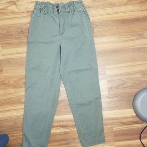 Olive Green Paper Bag Pants